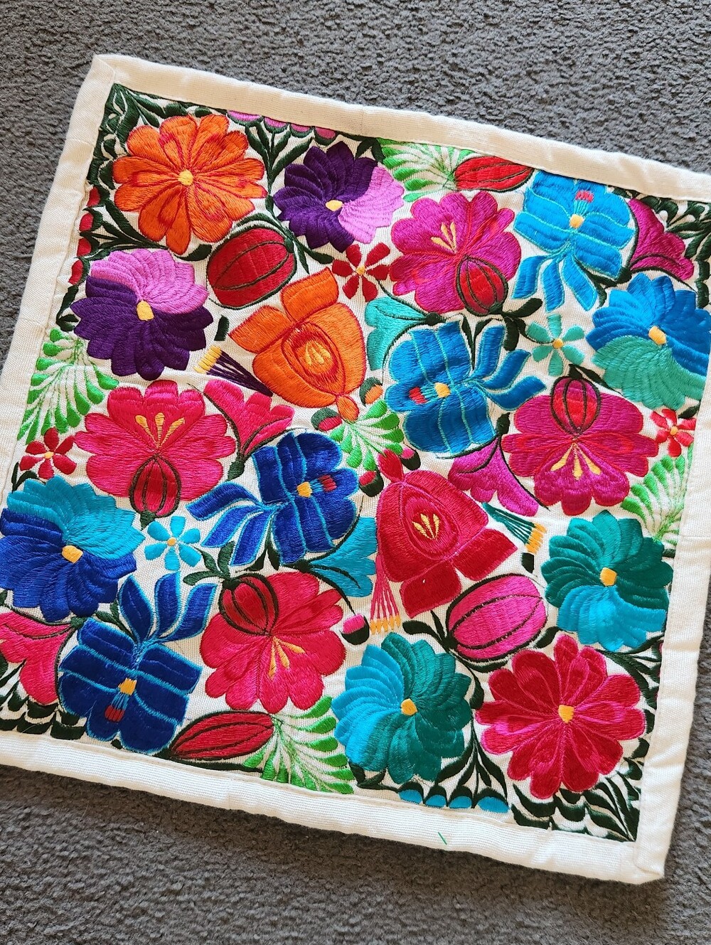 Floral Sham Cotton Wool Pillow Case Home Decor 18 x 18 Zipper Closure